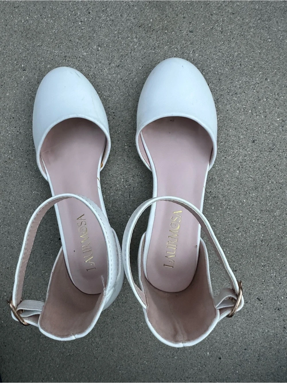 Laurmosa Girls' White Dress Heels with Ankle Strap Size 2